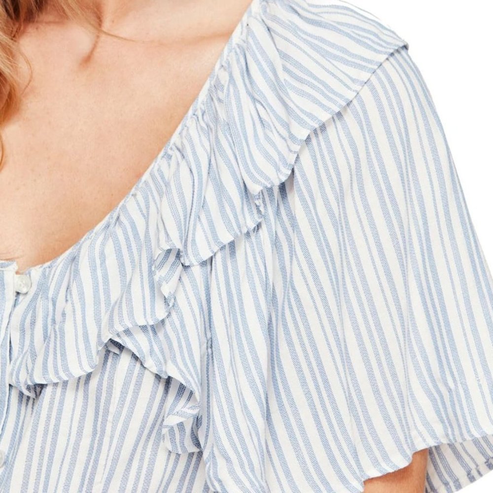 Free People Ivory The Rosemary Ruffle Trim Top - Picture 4 of 13